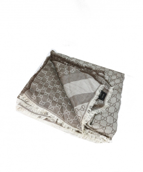 中古 古着通販 Gucci グッチ Gg柄正方形ストール ブラウン ウール シルク イタリア製 ブランド 古着通販 トレファク公式 Trefac Fashion