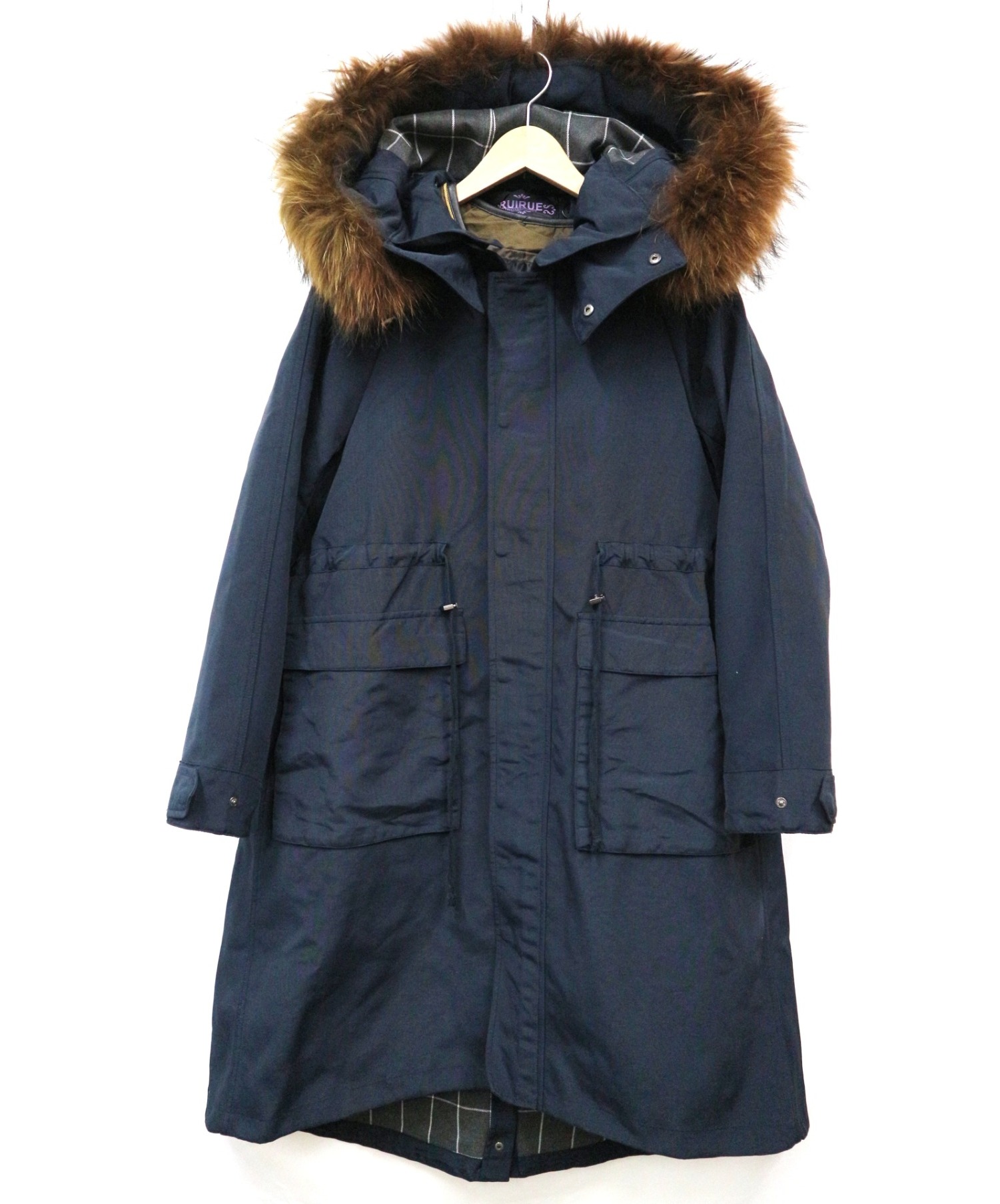 中古 古着通販 Ruirue Boutique ルイルエブティック インナーコート付ラクーンファーロングモッズコート ネイビー サイズ L ブランド 古着通販 トレファク公式 Trefac Fashion