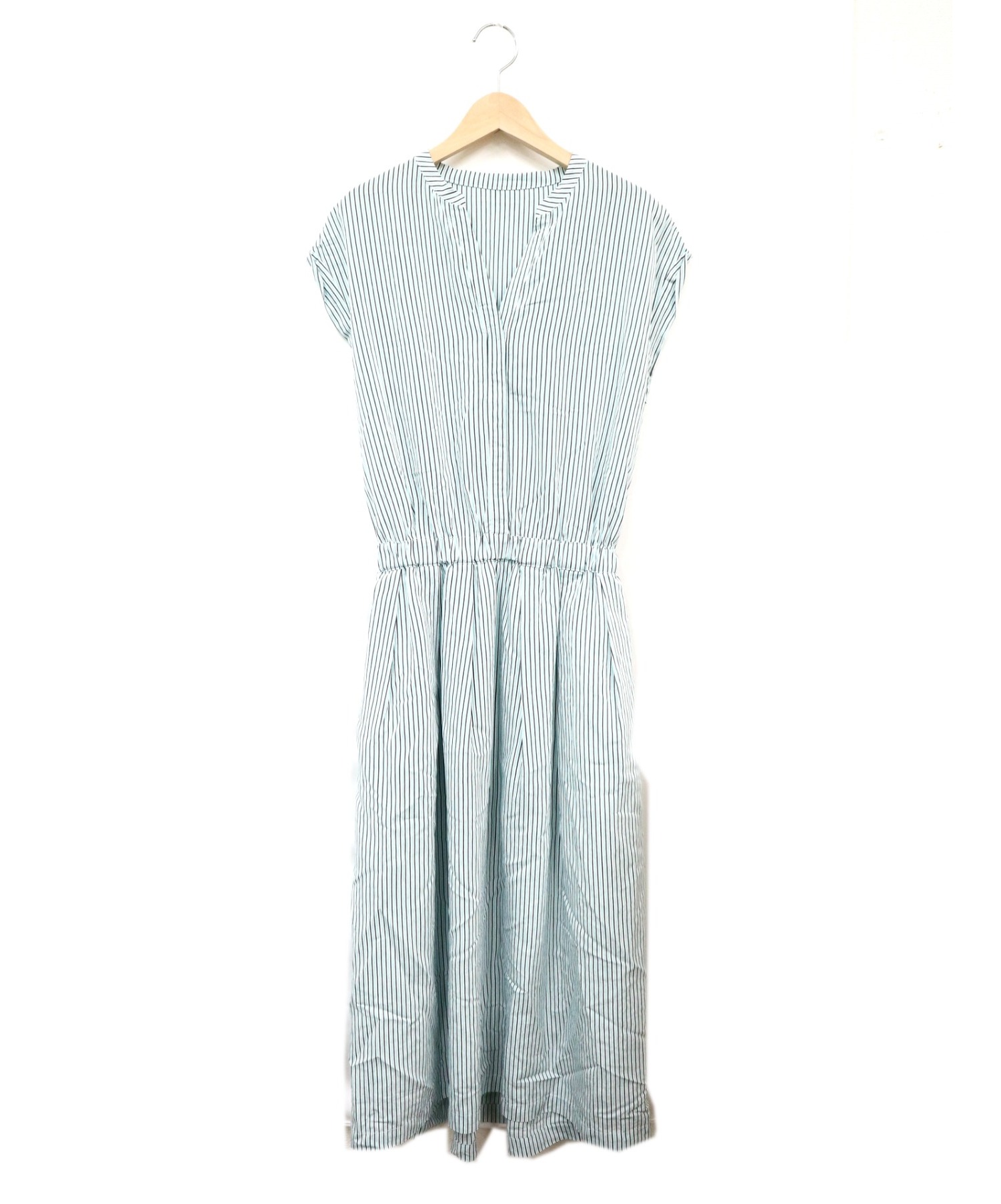 中古 古着通販 Iena イエナ ストライプノースリーブワンピース ブルー サイズ 36 伊manteco社製生地使用 ブランド 古着通販 トレファク公式 Trefac Fashion