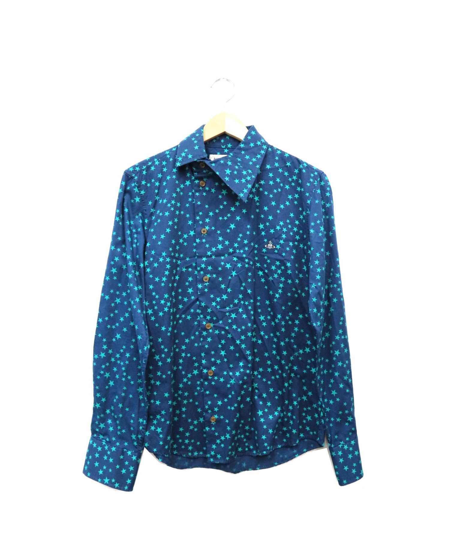 Vivienne Westwood (ヴィヴィアンウエストウッド) スタープリントアシンメトリーシャツ ネイビー サイズ:44 日本製