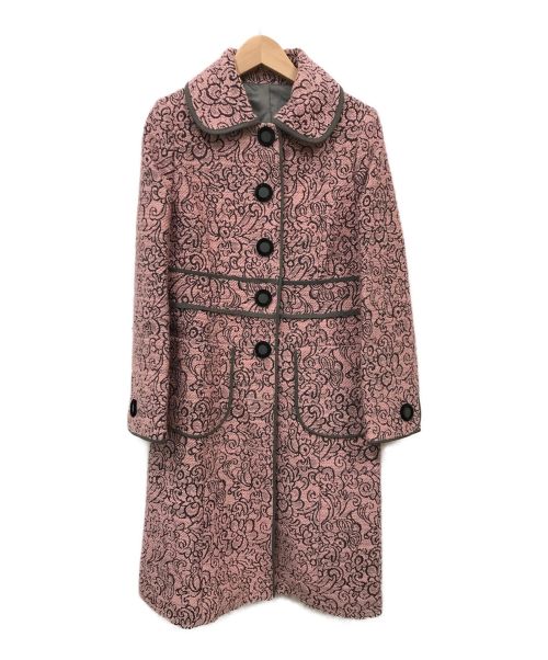 Lois CRAYON（ロイスクレヨン）Lois CRAYON (ロイスクレヨン) ジャガードステンカラーコート ピンク サイズ:Mの古着・服飾アイテム