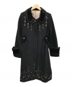 Lois CRAYON（ロイスクレヨン）の古着「ビジュー装飾ステンカラーコート」｜ブラック