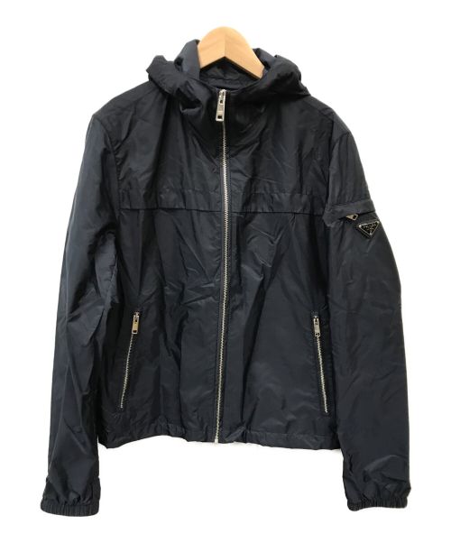 PRADA（プラダ）PRADA (プラダ) エンブレムプレートフーデッドジャケット ネイビー サイズ:44の古着・服飾アイテム