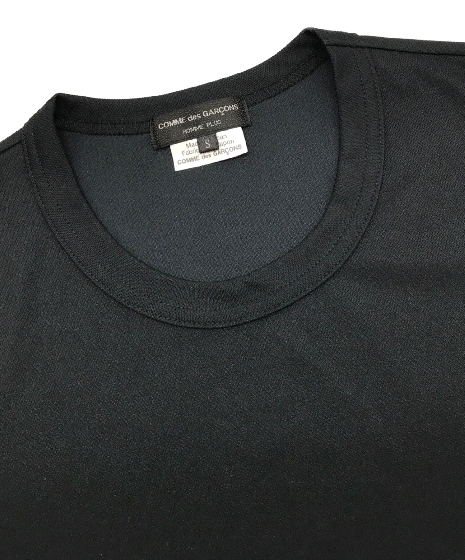 COMME des GARCONS HOMME PLUS (コムデギャルソンオムプリュス) サイドジップロングTシャツ ブラック サイズ:S