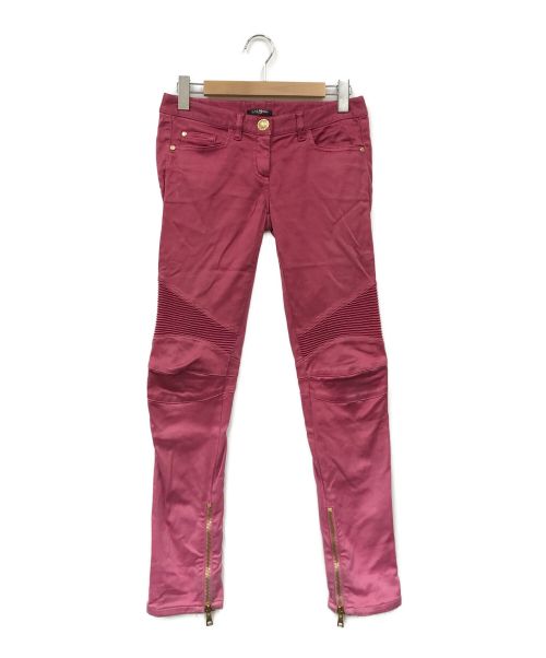 BALMAIN（バルマン）BALMAIN (バルマン) バイカーパンツ ピンク サイズ:38の古着・服飾アイテム