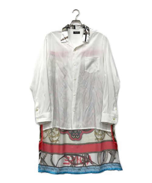 NOISE MAKER（ノイズメーカー）NOISE MAKER (ノイズメーカー) スカーフ柄バック切替ロングシャツ ホワイト サイズ:Ｍの古着・服飾アイテム