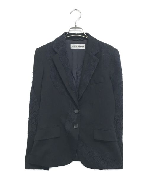 ISSEY MIYAKE（イッセイミヤケ）ISSEY MIYAKE (イッセイミヤケ) レース刺繍テーラードジャケット ブラック サイズ:2表記の古着・服飾アイテム