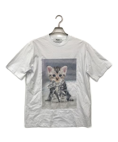 MSGM（エムエスジーエム）MSGM (エムエスジーエム) CATグラフィックTシャツ ホワイト サイズ:XSの古着・服飾アイテム