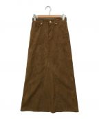 L'appartementアパルトモン）の古着「Artificial Leather Maxi Skirt（アーティフィカルレーザーマキシスカート）」｜ブラウン