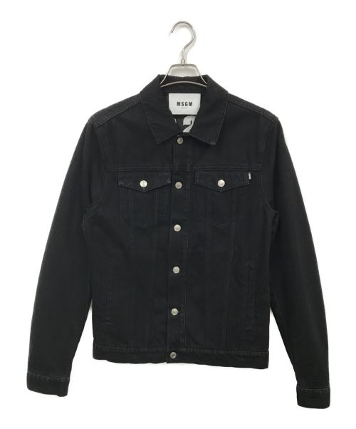 MSGM（エムエスジーエム）MSGM (エムエスジーエム) ロゴプリントデニムジャケット ブラック サイズ:44の古着・服飾アイテム