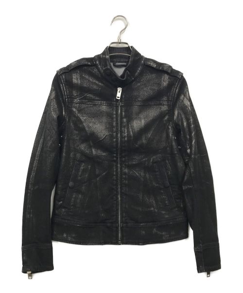 DIESEL（ディーゼル）DIESEL (ディーゼル) ラメ加工ライダースジャケット ブラック サイズ:Sの古着・服飾アイテム