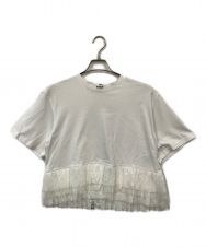 MSGM (エムエスジーエム) Lace-trimmed T-shirt（レーストリミングＴシャツ） ホワイト サイズ:Ｓ
