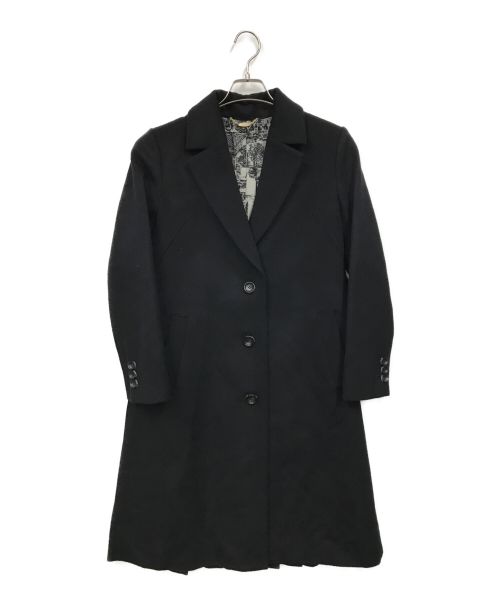 Lois CRAYON（ロイスクレヨン）Lois CRAYON (ロイスクレヨン) 裏地総柄バックプリーツコート ブラック サイズ:Mの古着・服飾アイテム