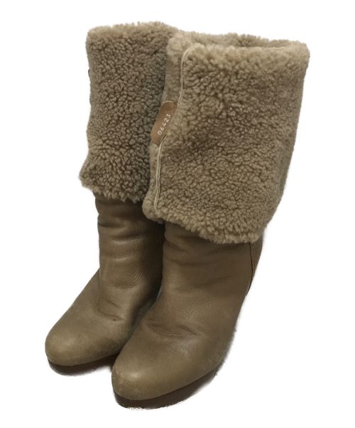 MIU MIU（ミュウミュウ）MIU MIU (ミュウミュウ) Shearling Boots（シアリングブーツ） ベージュ サイズ:37の古着・服飾アイテム