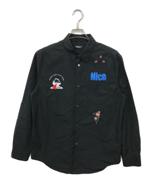 UNDERCOVER（アンダーカバー）UNDERCOVER (アンダーカバー) Coブロードコラージュ長袖シャツ ブラック サイズ:2の古着・服飾アイテム