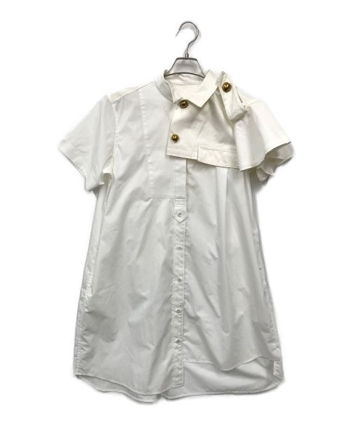 sacai（サカイ）sacai (サカイ) エポレットデザインワンピース ホワイト サイズ:3の古着・服飾アイテム