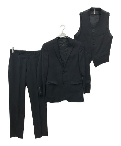 BURBERRY BLACK LABEL（バーバリーブラックレーベル）BURBERRY BLACK LABEL (バーバリーブラックレーベル) 3Pセットアップスーツ ブラック サイズ:36Ｒの古着・服飾アイテム