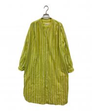 Adam et Rope (アダム エ ロペ) インドコットンシャツワンピース 黄緑 サイズ:Free