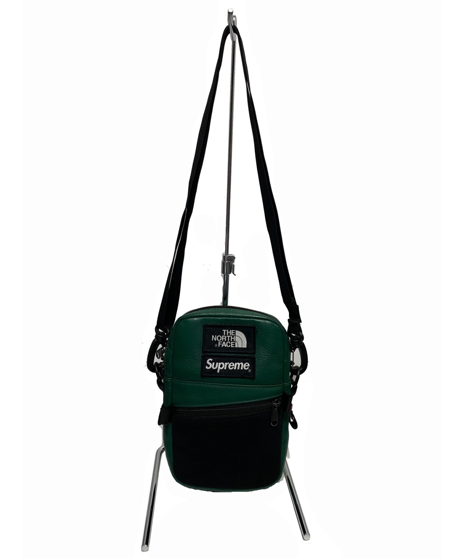 SUPREME×THE NORTH FACE (シュプリーム×ザ・ノースフェイス) レザーショルダーバッグ グリーン NF0A3KYS 18AW  Leather Shoulder Bag
