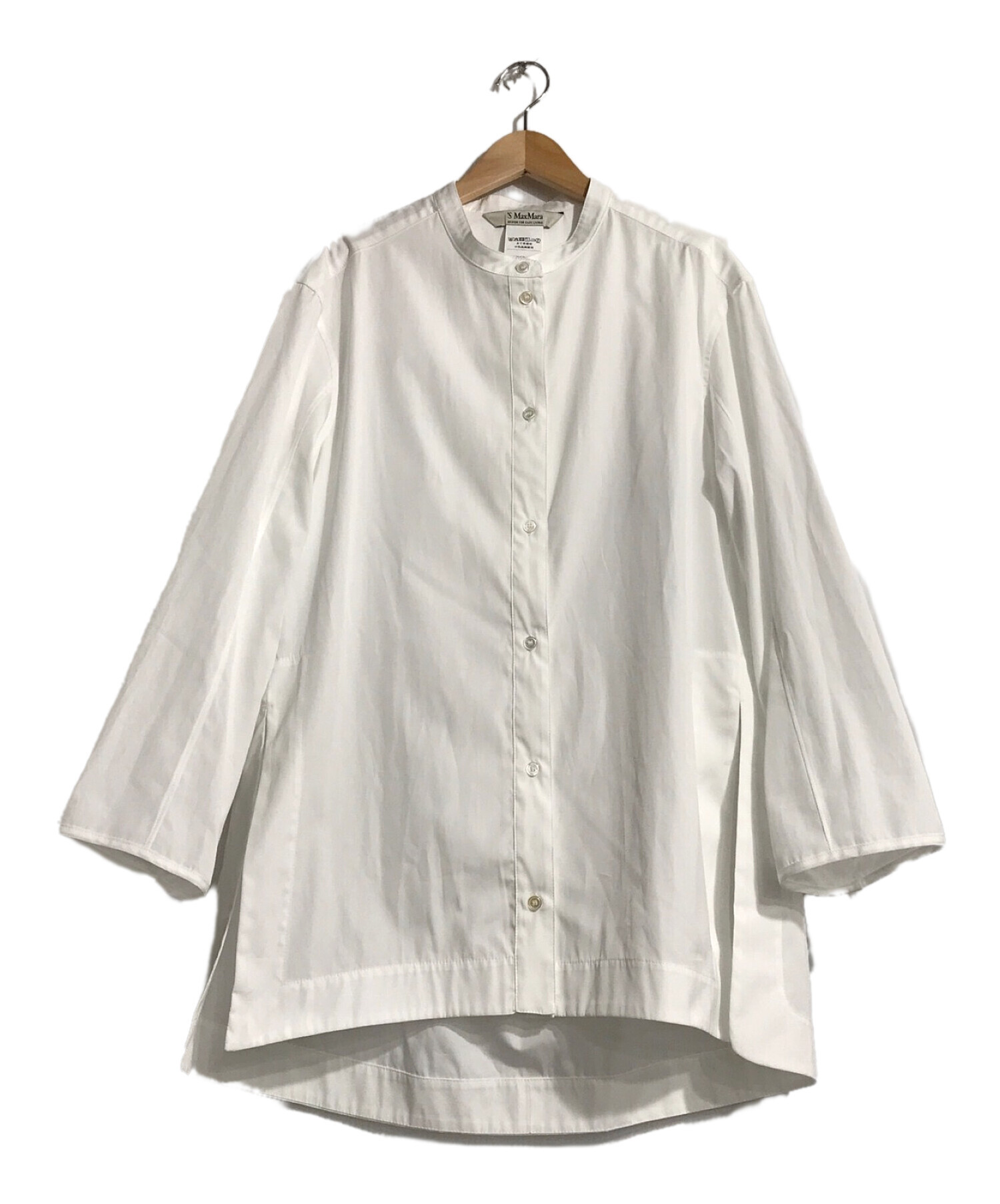 【中古・古着通販】'S Max Mara (エスマックスマーラ) オーバーサイズバンドカラーシャツ ホワイト サイズ:40｜ブランド・古着通販