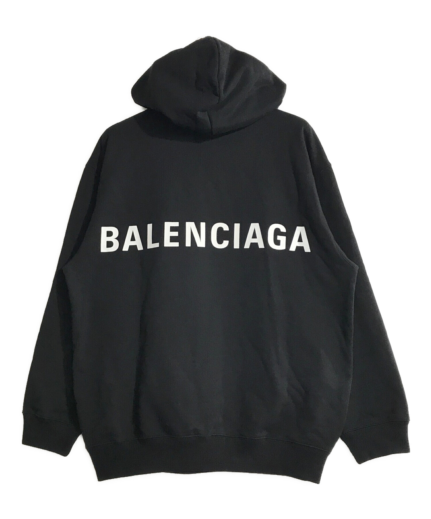 BALENCIAGA (バレンシアガ) バックロゴオーバーサイズプルオーバーパーカー ブラック サイズ:M