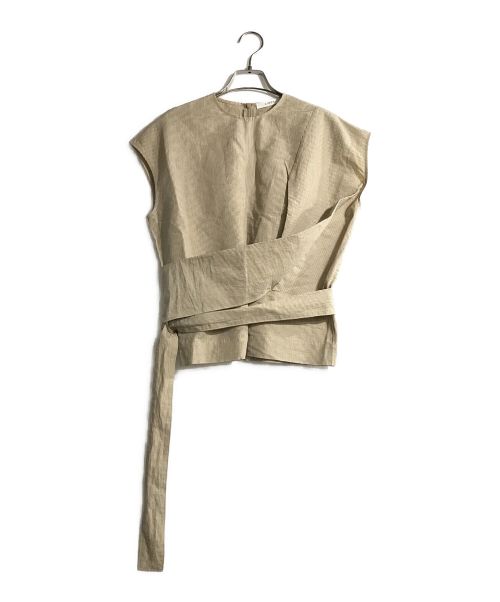 CINOH（チノ）CINOH (チノ) ドレープスリーブレスブラウス ベージュ サイズ:38の古着・服飾アイテム