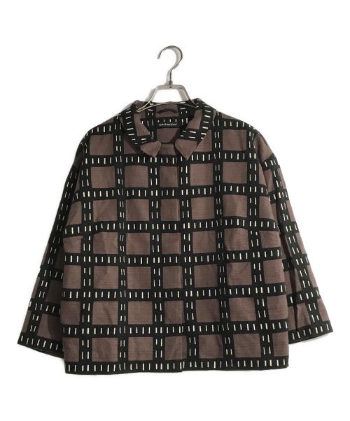 marimekko（マリメッコ）marimekko (マリメッコ) シャツジャケット ブラウン×ブラック サイズ:34の古着・服飾アイテム