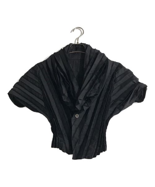 ISSEY MIYAKE（イッセイミヤケ）ISSEY MIYAKE (イッセイミヤケ) ボールドプリーツショートシャツ ブラック サイズ:2の古着・服飾アイテム