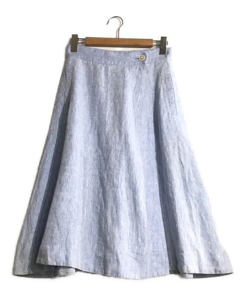 POLO RALPH LAUREN（ポロ・ラルフローレン）POLO RALPH LAUREN (ポロ・ラルフローレン) リネンラップスカート ブルーの古着・服飾アイテム