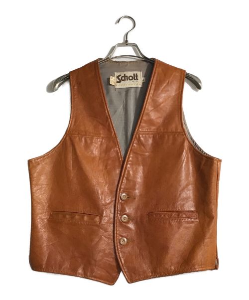 Schott（ショット）Schott (ショット) レザーベスト ブラウン サイズ:Lの古着・服飾アイテム