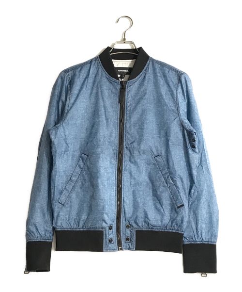 DIESEL（ディーゼル）DIESEL (ディーゼル) デニムプリントMA-1ジャケット ブルー サイズ:Sの古着・服飾アイテム
