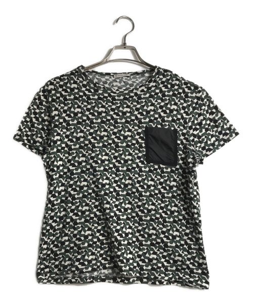 MONCLER（モンクレール）MONCLER (モンクレール) 総柄Tシャツ グリーン×ブラック サイズ:FREEの古着・服飾アイテム