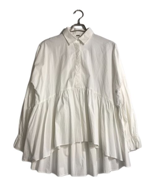 Mila Owen（ミラオーウェン）Mila Owen (ミラオーウェン) シャツ衿ギャザーチュニックブラウス ホワイトの古着・服飾アイテム