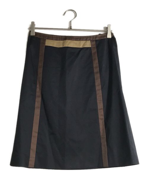 PRADA（プラダ）PRADA (プラダ) コットンスカート ネイビー×ブラウン サイズ:40の古着・服飾アイテム