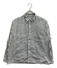 H BEAUTY&YOUTH (エイチ ビューティー&ユース) STRIPE 2 POCKET SQUARE SHIRT グリーン×ホワイト サイズ:M