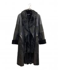 Les Copains (レコパン) レザー切替コート ブラック サイズ:44