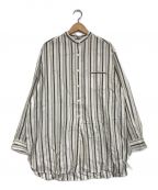 K.T KIYOKO TAKASE（ケーティー キヨコタカセ）の古着「亜麻色ストライプ ビックシルエットシャツ」｜アイボリー