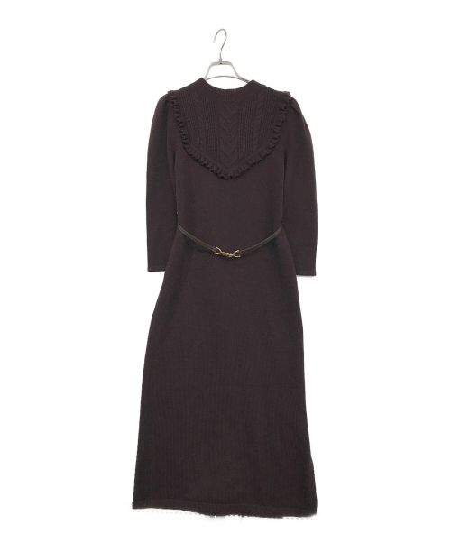 HER LIP TO（ハーリップトゥ）HER LIP TO (ハーリップトゥ) Belted Ruffle Cable-Knit Dress パープル サイズ:SIZE Sの古着・服飾アイテム