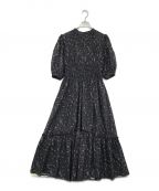HER LIP TOハーリップトゥ）の古着「Autumn Floral Tiered Long Dress」｜ブラック×ピンク