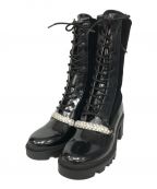 HER LIP TOハーリップトゥ）の古着「Crystal Lace-Up Ankle Boots」｜ブラック