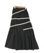 CAROLINA GLAISERカロリナ グレイサー）の古着「配色ギャザリング スカート」｜ブラック