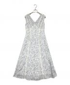HER LIP TOハーリップトゥ）の古着「Lace Trimmed Floral Dress」｜ブルー