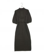 HER LIP TOハーリップトゥ）の古着「Belted Ruffle Cable-Knit Dress」｜ブラウン