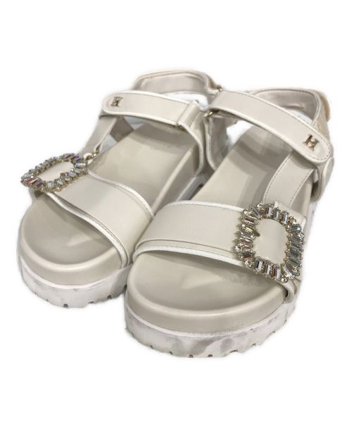 HER LIP TO（ハーリップトゥ）HER LIP TO (ハーリップトゥ) Crystal Slingback Sandals ホワイト サイズ:SIZE　36の古着・服飾アイテム