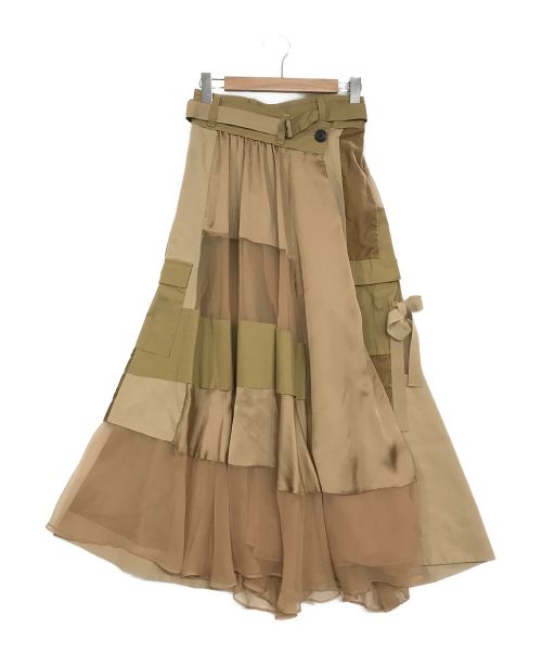 sacai（サカイ）sacai (サカイ) パッチワークミリタリースカート ベージュ サイズ:SIZE 1の古着・服飾アイテム