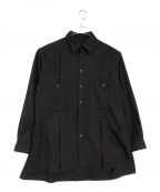s'yteサイト）の古着「1/10 FLANNEL + COTTON/THORNY JACQUARD VERTICAL GUSSET SHIRTS.」｜ブラック