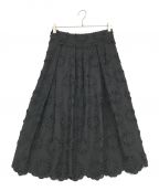 HARDY NOIRアルディーノアール）の古着「花柄刺繍フレアスカート」｜ブラック