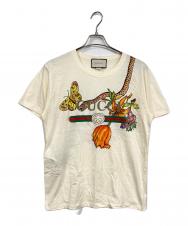 GUCCI (グッチ) シェリーラインアートプリントTシャツ ベージュ サイズ:S