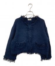 IENA (イエナ) ツイードニットジャケット ネイビー サイズ:表記無し