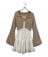ANDMARY (アンドマリー) Tess blouse mini dress ブラウン×ホワイト サイズ:FREE